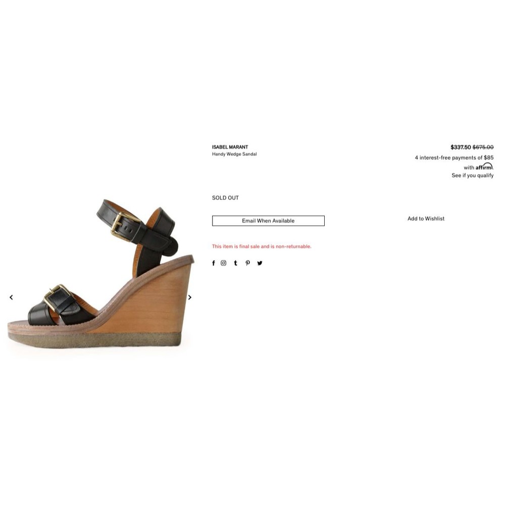 Isabel Marant 7 Hardy Brown Leather Wedge Heel Ankle Strap Buckle $695 - Picture 9 of 9